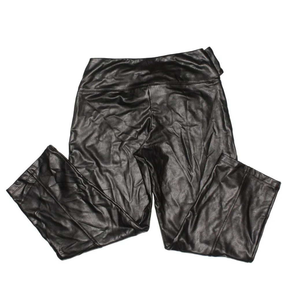 Joie Pants Sz M Womens Faux Leather High Rise Belted Waist Ankle Tummy Control - Picture 2 of 7